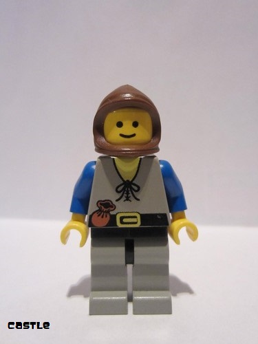 lego 1984 mini figurine cas092 Peasant Light Gray Legs, Brown Hood 