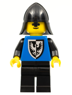 lego 1984 mini figurine cas101a Black Falcon Black Legs, Black Neck-Protector, Shield Bottom Round 