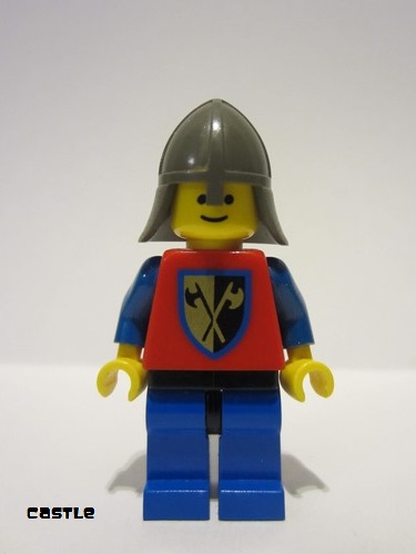 lego 1984 mini figurine cas108 Crusader Axe Blue Legs with Black Hips, Dark Gray Neck-Protector 