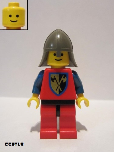 lego 1984 mini figurine cas111 Crusader Axe Red Legs with Black Hips, Dark Gray Neck-Protector 