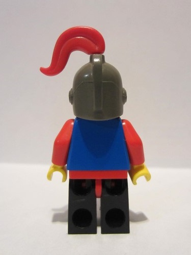 lego 1984 mini figurine cas186 Breastplate Blue with Red Arms, Black Legs with Red Hips, Dark Gray Grille Helmet, Red Plume 
