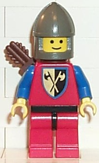 lego 1984 mini figurine cas238 Crusader Axe Red Legs with Black Hips, Dark Gray Chin-Guard, Quiver 