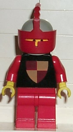 lego 1984 mini figurine cas282 Knights Tournament Knight Black Red Legs, Light Gray Helmet, Red Visor 
