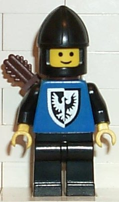 lego 1984 mini figurine cas301 Black Falcon Black Legs, Black Chin-Guard, Shield Bottom Round, Quiver 