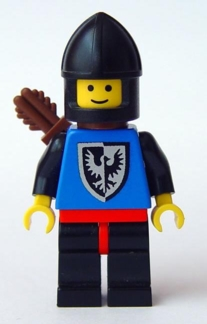 lego 1985 mini figurine cas005 Black Falcon Black Legs with Red Hips, Black Chin-Guard, Quiver 