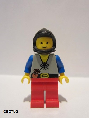 lego 1985 mini figurine cas093 Peasant Red Legs, Black Hood 