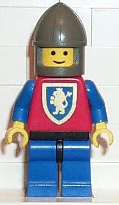 lego 1985 mini figurine cas113 Crusader Lion Blue Legs with Black Hips, Dark Gray Chin-Guard 