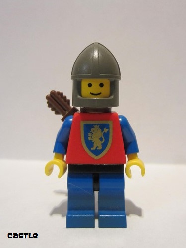 lego 1985 mini figurine cas113a Crusader Lion Blue Legs with Black Hips, Dark Gray Chin-Guard, Quiver 