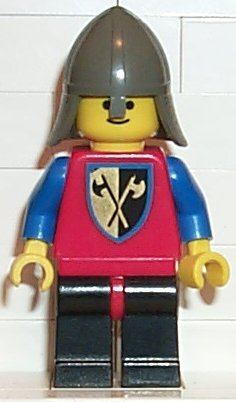 lego 1986 mini figurine cas105 Crusader Axe Black Legs with Red Hips, Dark Gray Neck-Protector 