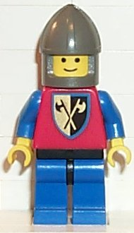 lego 1987 mini figurine cas107 Crusader Axe Blue Legs with Black Hips, Dark Gray Chin-Guard 