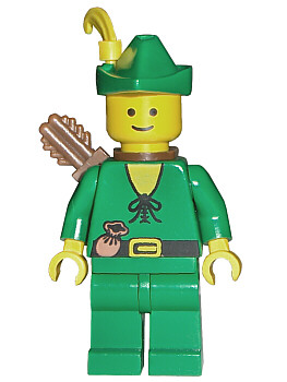 lego 1987 mini figurine cas123a Forestman Pouch, Green Hat, Yellow Feather, Quiver 