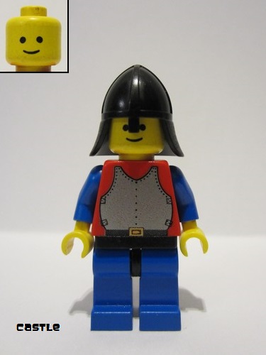 lego 1987 mini figurine cas198 Breastplate Red with Blue Arms, Blue Legs with Black Hips, Black Neck-Protector 