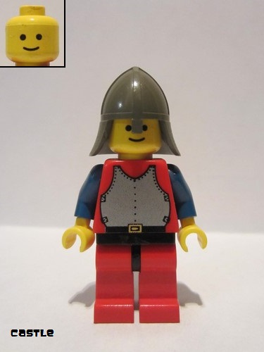 lego 1987 mini figurine cas200 Breastplate Red with Blue Arms, Red Legs with Black Hips, Dark Gray Neck-Protector 