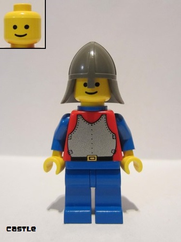 lego 1987 mini figurine cas201 Breastplate Red with Blue Arms, Blue Legs, Dark Gray Neck-Protector, Blue Plastic Cape 