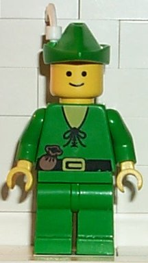 lego 1988 mini figurine cas124 Forestman Pouch, Green Hat, White Feather 