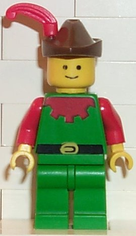 lego 1988 mini figurine cas139 Forestman  Red, Brown Hat, Red Feather