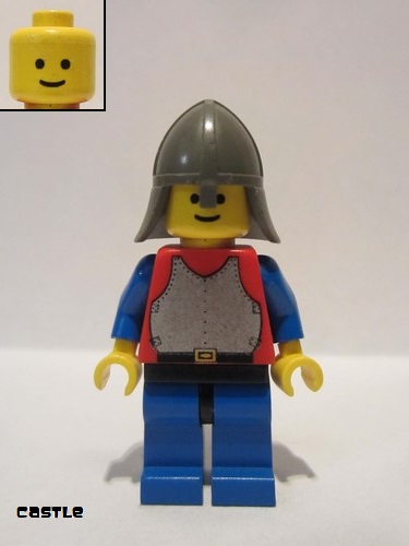 lego 1988 mini figurine cas199 Breastplate Red with Blue Arms, Blue Legs with Black Hips, Dark Gray Neck-Protector 