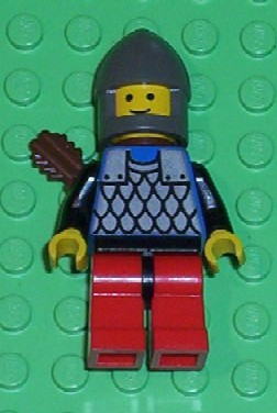 lego 1988 mini figurine cas287 Scale Mail Blue, Red Legs with Black Hips, Dark Gray Chin-Guard, Quiver 