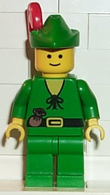 lego 1989 mini figurine cas126 Forestman  Pouch, Green Hat, Red Plume