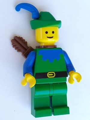lego 1989 mini figurine cas132a Forestman Blue, Green Hat, Blue Feather, Quiver 