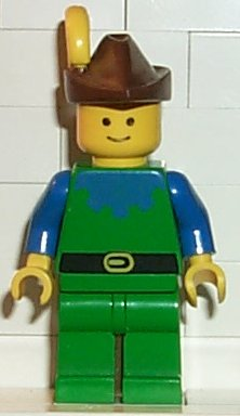 lego 1989 mini figurine cas135 Forestman Blue, Brown Hat, Yellow Plume 