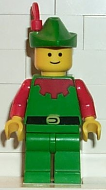 lego 1989 mini figurine cas137 Forestman Red, Green Hat, Red Feather 