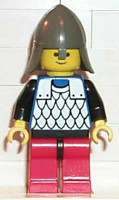 lego 1990 mini figurine cas144 Scale Mail Blue, Red Legs with Black Hips, Dark Gray Neck-Protector 