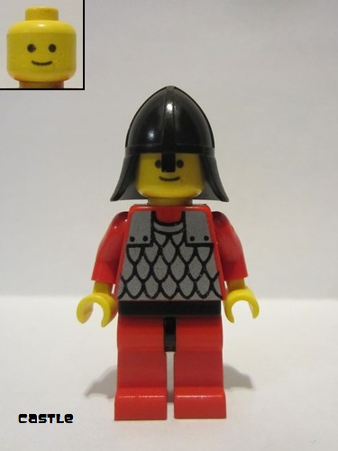 lego 1990 mini figurine cas162 Scale Mail Red with Red Arms, Red Legs with Black Hips, Black Neck-Protector 
