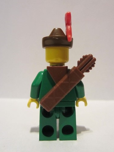 lego 1990 mini figurine cas320 Forestman Pouch, Brown Hat, Red 3-Feather Plume, Quiver 