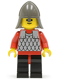 lego 1991 mini figurine cas148 Scale Mail Red with Red Arms, Black Legs with Red Hips, Dark Gray Neck-Protector 