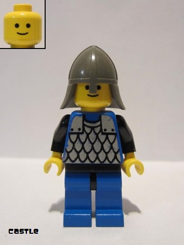 lego 1992 mini figurine cas142 Scale Mail Blue, Blue Legs with Black Hips, Dark Gray Neck-Protector 