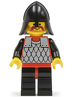 lego 1992 mini figurine cas149 Scale Mail Red with Black Arms, Black Legs with Red Hips, Black Neck-Protector 