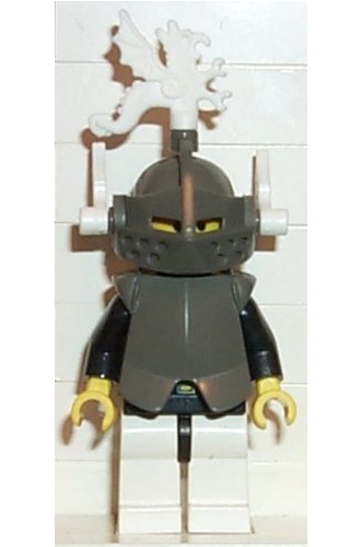 lego 1992 mini figurine cas167 Breastplate Armor over Blue, Dark Gray Helmet and Visor, White Dragon Plumes 