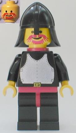 lego 1992 mini figurine cas322 Breastplate Black, Black Legs with Red Hips, Black Neck-Protector, Red Plastic Cape 