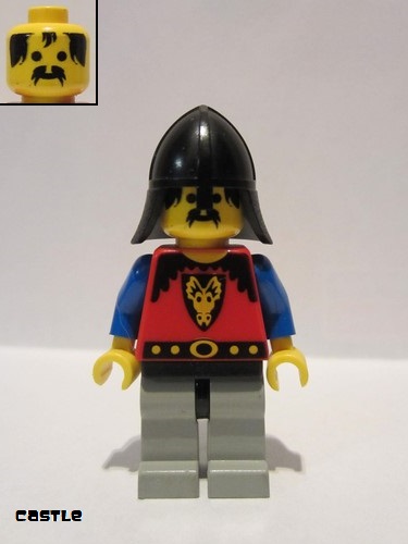 lego 1993 mini figurine cas013 Knight 1 Light Gray Legs with Black Hips, Black Neck-Protector 