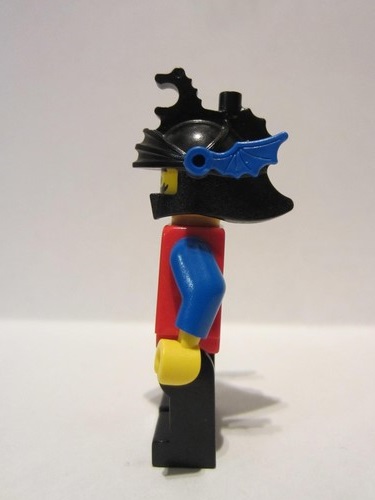 lego 1993 mini figurine cas015 Knight 2 Black Legs with Red Hips, Black Dragon Helmet, Blue Plumes 