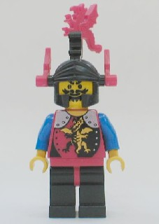 lego 1993 mini figurine cas017a Knight 2 Black Legs with Red Hips, Black Dragon Helmet, Red Plumes 