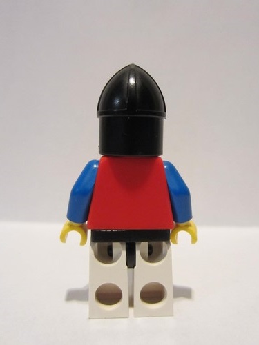lego 1995 mini figurine cas145 Scale Mail Red with Blue Arms, White Legs with Black Hips, Black Chin-Guard 