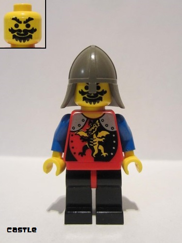 lego 1996 mini figurine cas016 Knight 2 Black Legs with Red Hips, Dark Gray Neck-Protector 