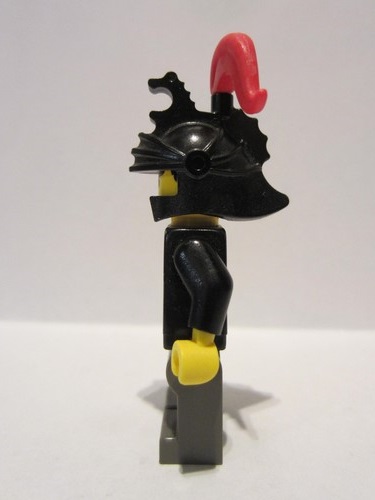 lego 1997 mini figurine cas243 Knight 1 Black Dragon Helmet, Red Plume 