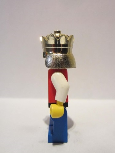 lego 1997 mini figurine cas552 King Chrome Gold Crown, Lion Crest, Black Hips, Blue Legs 