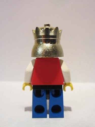 lego 1997 mini figurine cas552 King Chrome Gold Crown, Lion Crest, Black Hips, Blue Legs 
