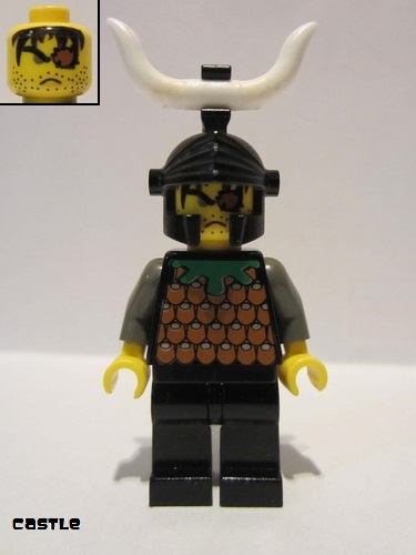 lego 2000 mini figurine cas043 Gilbert the Bad Black Dragon Helmet, Horn, no Quiver 