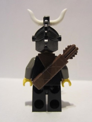 lego 2000 mini figurine cas279 Gilbert the Bad Black Dragon Helmet, Horn, with Quiver 