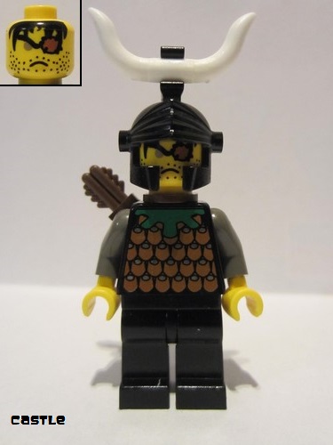 lego 2000 mini figurine cas279 Gilbert the Bad Black Dragon Helmet, Horn, with Quiver 