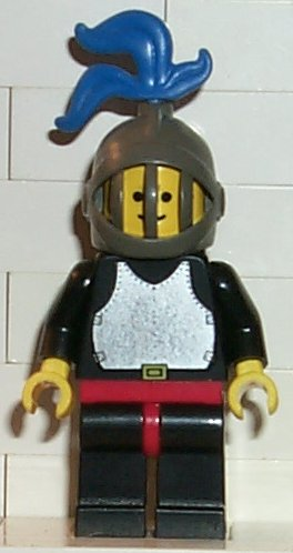 lego 2002 mini figurine cas217 Breastplate Black, Black Legs and Red Hips, Dark Gray Grille Helmet, Blue Plume, Black Plastic Cape 