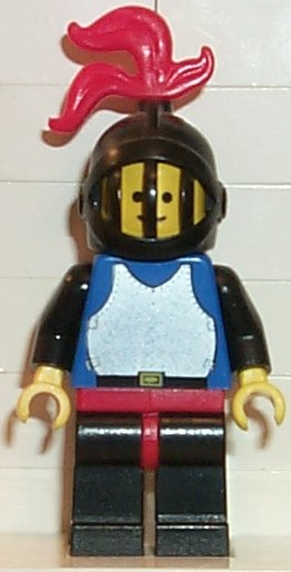 lego 2002 mini figurine cas218 Breastplate Blue with Black Arms, Black Legs with Red Hips, Black Arms, Black Grille Helmet, Red Plume, Blue Plastic Cape 