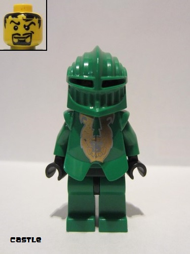 lego 2005 mini figurine cas266 Rascus With Gold Pattern Armor, Plain Torso, Dark Green Hips and Helmet 