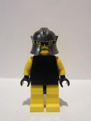 lego 2006 mini figurine cas311 Rogue Knight 4 Yellow Legs, Black Breastplate, Speckle Cheek Protector Helmet 