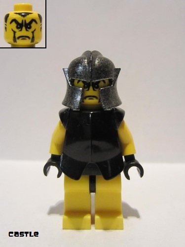 lego 2006 mini figurine cas311 Rogue Knight 4 Yellow Legs, Black Breastplate, Speckle Cheek Protector Helmet 